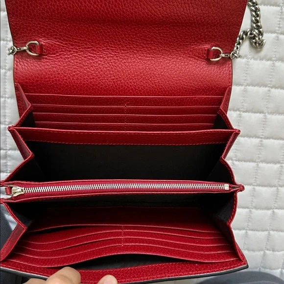 Gucci Dionysus Red leather Wallet on chain /WOC - Picture 5 of 12